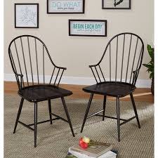 Windsor Mixed Media Arm Chair Set Of 2 Black Espresso Walmart Com Dining Chairs Retro Dining Chairs Farmhouse Table Chairs