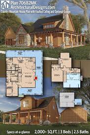 Plan 70682mk Country Mountain House Plan With Vaulted Ceiling And Optional Garage In 2021 Mountain House Plans Vacation House Plans Cottage House Plans
