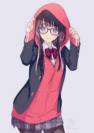 オリジナル パーカー制服眼鏡女子ちゃん 吟 のイラスト pixiv パーカー 制服 赤 パーカー かわいい 女の子 イラスト