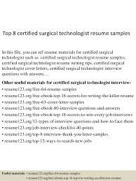 Top 8 Certified Surgical Technologist Resume Samples