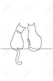 Maybe you would like to learn more about one of these? Continuous One Line Drawing Of Two Happy Cats Silhouettes Simple Ink Drawing Sitting Cats Cute V Animal Line Drawings Embroidered Canvas Art Line Art Drawings