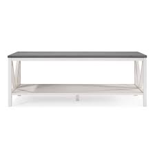 I'm fixing up the little studio we have above our garage for its multipurpose use and in my quest of inexpensive furniture of i decided to add a wood top to the surface which i then stained a weathered gray for rustic meets coastal look. 48 Inch Distressed Farmhouse Coffee Table Grey White Wash By Walker Edison