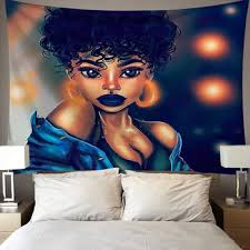 African Women Wall Tapestry 100% Polyester Black Girl Throw Blanket Bedroom  Hanging Carpet Decoration| Alibaba.com
