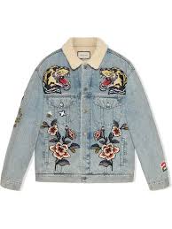 Gucci Oversize Denim Jacket With Patches Farfetch Denim Jacket Patches Oversized Denim Jacket Denim Jacket