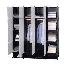 Wardrobe furniture can come with many options for storage, including drawers, cabinets and hanging rods. 20 Cube Portable Wardrobe Hanging Clothes With Shoe Rack Woltu Eu