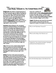 Supreme Court Case Study Schenck Vs The U S Supreme Court Cases Case Study Junior High Classroom