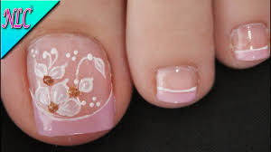 Pinta las uñas de los pies de la princesa a. Diseno De Unas Para Pies Flor Y Frances Flowers Nail Art French Nail Art Nlc By Nailslucerocordoba