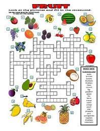 Fruit Crossword Puzzle With Pictures Food Learning English For Kids English Worksheets For Kids Crossword