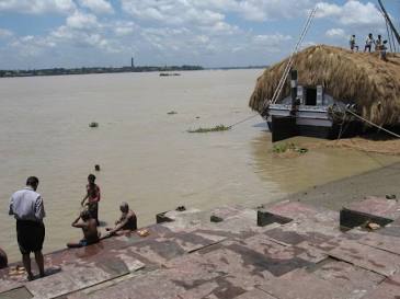 Historic stone steps of Bagbazar Ghat, AI generated