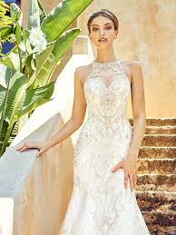 High Neck Halter Beaded Mermaid Dress Val Stefani Style D8148 Simone Wedding Dress Sequin Sparkle Wedding Dress Wedding Dresses Beaded