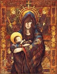 Madonna And Child By Parker Fitzgerald Colored By Brittany Richardson Effects And Layout By Brian Ga Contemporary Catholic Art Catholic Art Modern Catholic