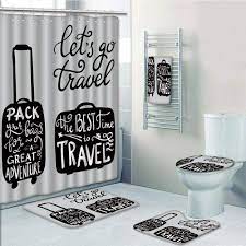 The window to the left is george's room and to the right is the bathroom. Prtau Adventure Packing The Bags Traveling World Journey Fun Work Of 5 Piece Bathroom Set Shower Curtain Bath Towel Bath Rug Contour Mat And Toilet Lid Cover Walmart Com Walmart Com