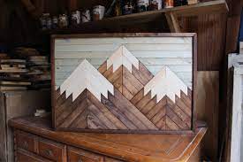 Mountain Wood Art Mountain Range Modern Wood Art Wood Wall Art Mountains Mountain Art Geometric Wood Art Rustic Home Mountain Wood Art Wooden Wall Art Wood Art