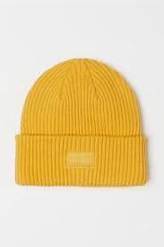 Rib Knit Hat Yellow Ladies H M Us Knitted Hats Women Hats Fashion Outfits With Hats