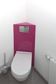 Gaste Wc Fur Kleine Badezimmer Platzsparende Losung Fur Die Ecke Mit Verstecktem Spulkasten Ablageflache Eck Wc Und Farbiger Gaste Wc Eck Wc Wc Renovieren