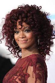 Rihanna Red Curly Hair Celebrity Hairstyles Curly Hair Celebrities Curly Hair Styles Red Curly Hair
