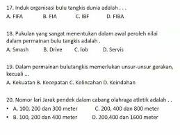 Pilihlah salah satu jawaban dari a, b, c, atau d yang paling benar! 100 Soal Pjok Kelas 7 Dan Kunci Jawaban Masnurul