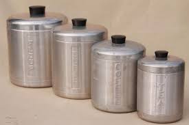 vintage spun aluminum canisters, mid