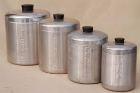 Vintage canister sets kitchen canister sets vintage kitchenware vintage dishes vintage appliances vintage enamelware vintage pyrex vintage glassware vintage diamond. Vintage Spun Aluminum Canisters Mid Century Retro Kitchen Canister Set Made In Italy