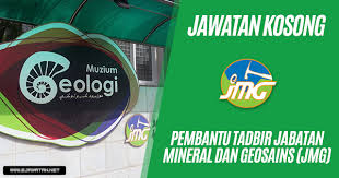 Jabatan ini berperanan menguruskan pengendalian eksplorasi mineral dan perlombongan galian serta melakukan penyiasatan dan penyimpanan maklumat berkaitan kajian pelbagai bidang for faster navigation, this iframe is preloading the wikiwand page for jabatan mineral dan geosains malaysia. Jawatan Kosong Di Jabatan Mineral Geosains Malaysia Jmg 24 Januari 2019 Jawatan Kosong 2020
