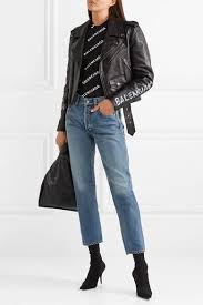 From Net A Porter S Closet Balenciaga Biker Jacket Leather Blouse Kpop Fashion Outfits
