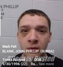 Allegany busted: BLANK, JOHN PHILLIP (BUBBA) Times Booked :: 7 DOB ::  9/30/1996 (22) Race/Sex :: W/M March 12, 2019 :: ASSAULT-SEC DEGREE *  OBSTRUCTING &AMP; HINDERING * ATT-ESCAPE