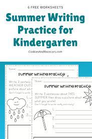 summer writing practice worksheets for kindergarten cookies racecars