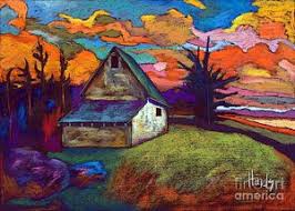 Folk Art Landscape Painting End Of Day By David Hinds Abstract Art Painting Painting Fine Art America