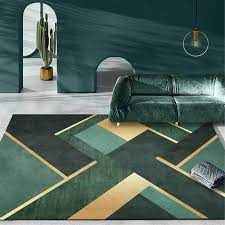 Deep Emerald Green Carpets Geometric Gold Lines White Marble Etsy Geometric Carpet Green Carpet White Marble Mosaic