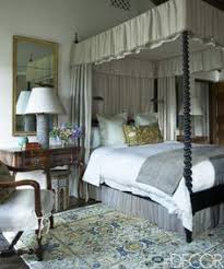 A medium sized bed, placed in the center of the room against a back wall creates space on both sides for bedside table storage. 48 Bedskirts On Four Poster Bed Ideas Beautiful Bedrooms Home Bedroom Bedroom Decor