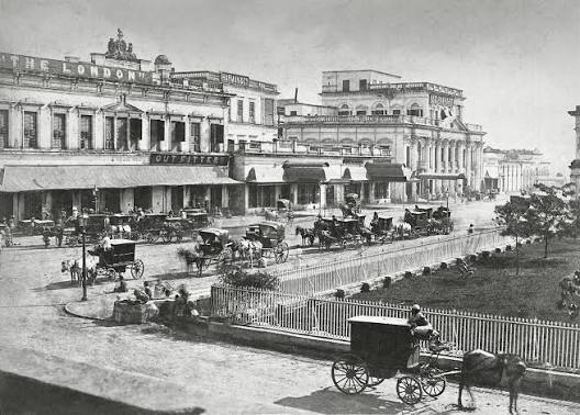 1860's-70's India, Calcutta (Kolkata). A view from the Ochterlony Monument. Photographer unknown. Restored image. Updated.