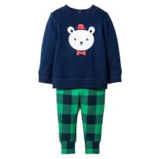 Cat Jack Infant Boys Blue Green Bear Outfit Sweatshirt Pants Set Newborn