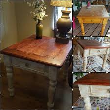 End Table Makeover Mahogany Stain On Top And White Chalk Paint With Antique Wax Applied Mahogany Coffee Table End Table Makeover Chalkboard Paint Furniture