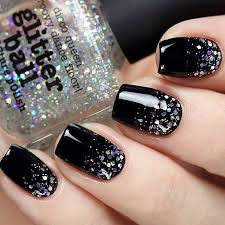 Red Black And Silver Glitter Nails 