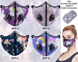 Cute Unicorn Face Masks With Pm2 5 Filters Included Double Etsy In 2020 Unicorn Face Cute Unicorn Face Mask