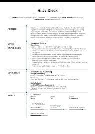 This resume format is built on the idea that your achievements are more important than your work history. Marketing Intern Resume Example Kickresume