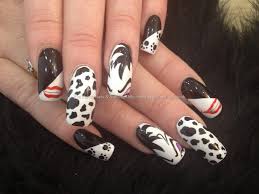 Acrylic nails are nail enhancements made by combining a liquid acrylic product with a powdered acrylic product, according to nails magazine. Eye Candy Nails Training Disney Cruella De Vil Freehand Nail Art Over Acrylic Nails By Elaine Moore On 4 June 2013 At 12 51