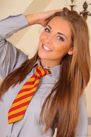 Daisy Watts, Brown haired, Glance, Smile, Necktie HD Phone Wallpaper