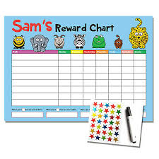 Personalised Blue Reward Chart Kids Childrens Sticker Star Chart Wipe Clean Ebay