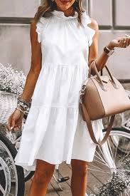 Laceyou Flounce Design Knee Length Dress Casual Dress Outfits Fashion Knee Length Dresses Casual