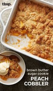 Brown Butter Sugar Cookie Peach Cobbler Recipe Cobbler Recipes Peach Recipe Butter Sugar Cookies