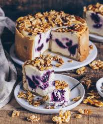 Vegan Blueberry Cheesecake With Almond Brittle Recette Recettes De Dessert Vegetalien Delicieux Desserts Desserts Vegetaliens