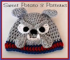 Bulldog Hat Pattern Crochet By Sweetpotato3patterns On Etsy 3 75 Crochet Hats Crochet Hat Pattern Crochet Baby Hats