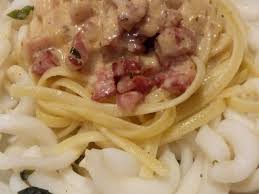 Decouvrez La Recette Tagliatelles Et Encornets Sauce Carbonara Sur Cuisineactuelle Fr Sauce Carbonara Tagliatelles Carbonara