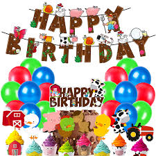 This farm barn birthday party perfectly combines printable paper decorations, farm themed sweets and treats, and fun activities for party guests. Farm House Theme Decoration For Kids 52pcs Combo Set Bunting Balloons Cake Toppers For Theme Birthday Party Decorations Kids Birthday Party Decoration Items Barnyard Theme Birthday Decorations Party Propz