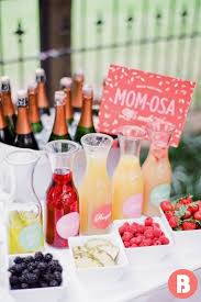 The baby mama probably isn't partaking in the usual brunch mimosas, but you can still repurpose that bar cart as a dessert table! 24 Sweet Baby Shower Decoration Ideas Sprinkle Baby Shower Baby Shower Brunch Baby Shower Menu