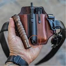 Hot Sale Edc Genuine Leather Multitool Flashlight Belt Sheath With Keychain Newchic