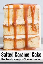 Salted Caramel Bakery Style Cake Moist Vanilla Cake With A Salted Caramel Meringue Buttercream And A In 2020 Salted Caramel Cake Caramel Cake Recipe Caramel Recipes