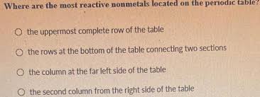 Observe The Following Part Of The Periodic Table And Answer The Question  Which Is The Most Reactive Nonmetal
