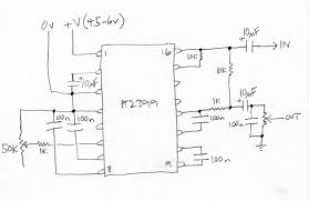 Echo processor ic, pt2399 datasheet, pt2399 circuit, pt2399 data sheet : Piezos Electrets Pt 4 Electronics And A Very Very Simple Pt2399 Echo Delay Music Electronics
